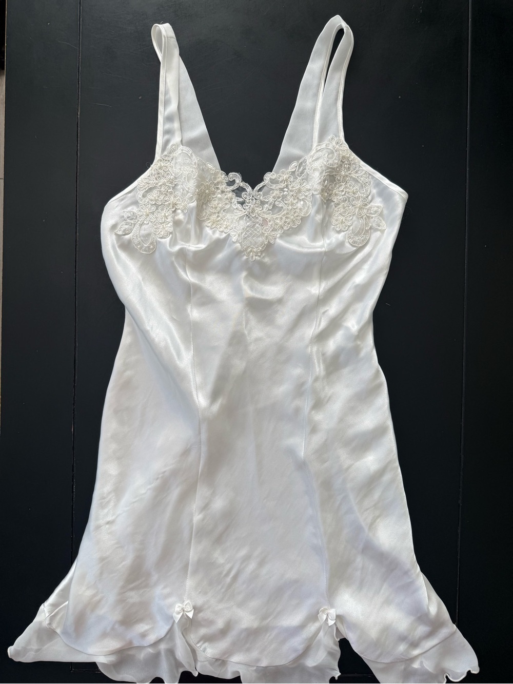 Linea Donatella White Satin Lace Chemise
